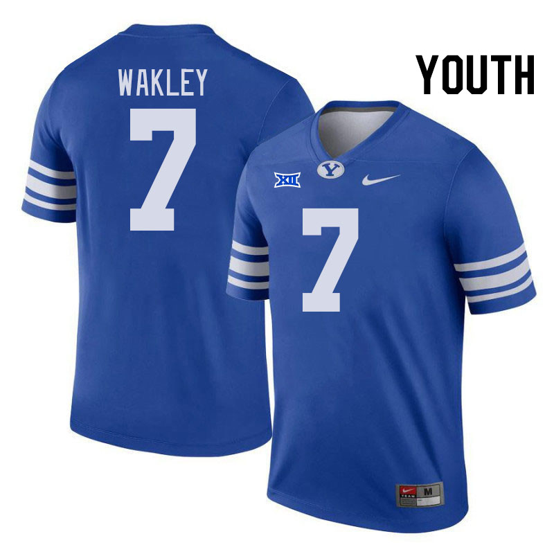 Youth #7 Crew Wakley BYU Cougars College Football Jerseys Stitched Sale-Royal